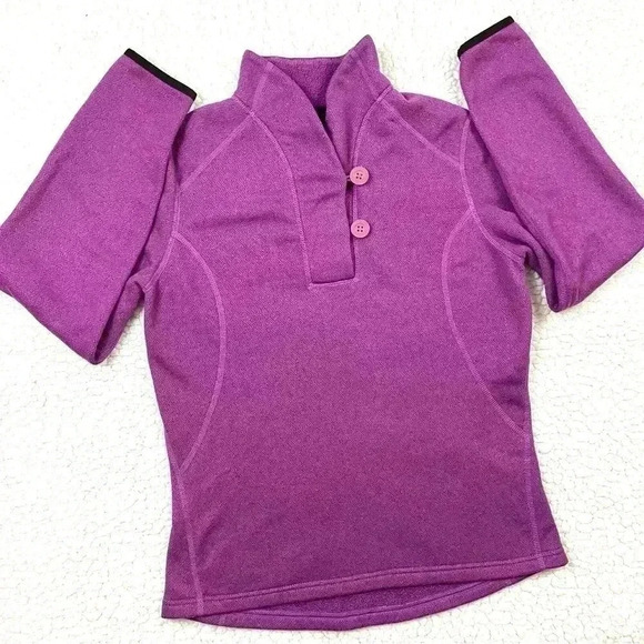 The North Face Purple Crop Button VNeck Round Bottom Fleece Line Pullover Size M - Picture 1 of 14